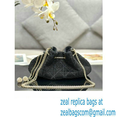 Dior Dream Bucket bag in Cannage Cotton with Bead Embroidery Black 2023