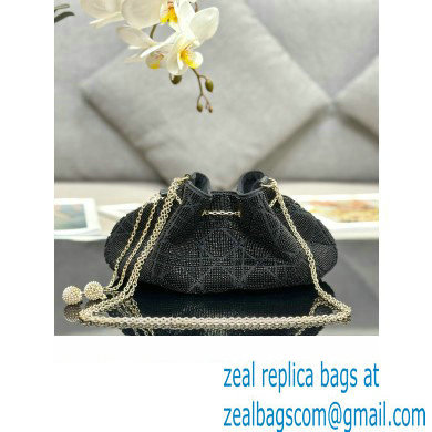 Dior Dream Bucket bag in Cannage Cotton with Bead Embroidery Black 2023 - Click Image to Close