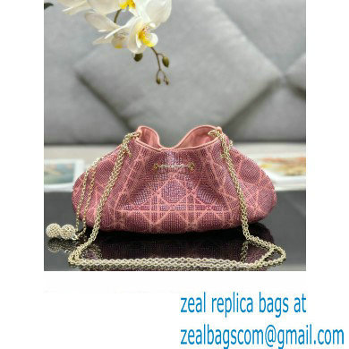Dior Dream Bucket bag in Cannage Cotton with Bead Embroidery pink 2023 - Click Image to Close