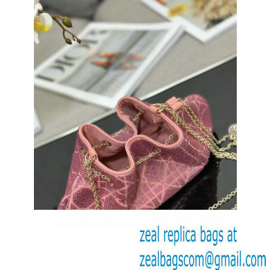 Dior Dream Bucket bag in Cannage Cotton with Bead Embroidery pink 2023 - Click Image to Close