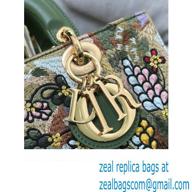 Dior Green Multicolor Lily and Bead Embroidery Medium Lady D-Joy Bag 2023 - Click Image to Close