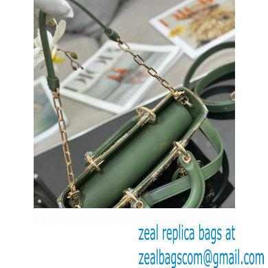 Dior Green Multicolor Lily and Bead Embroidery Medium Lady D-Joy Bag 2023