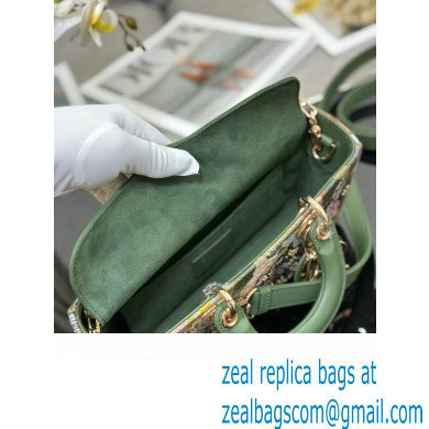 Dior Green Multicolor Lily and Bead Embroidery Medium Lady D-Joy Bag 2023
