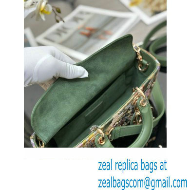 Dior Green Multicolor Lily and Bead Embroidery Medium Lady D-Joy Bag 2023 - Click Image to Close