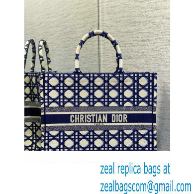 Dior Large Book Tote Bag in Beige and Blue Macrocannage Embroidery 2023 - Click Image to Close