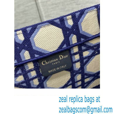 Dior Large Book Tote Bag in Beige and Blue Macrocannage Embroidery 2023 - Click Image to Close