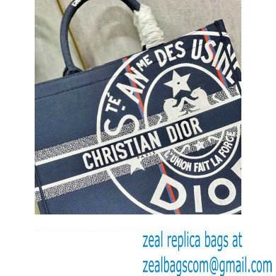 Dior Large Book Tote Bag in Blue Dior Union Embroidery 2023
