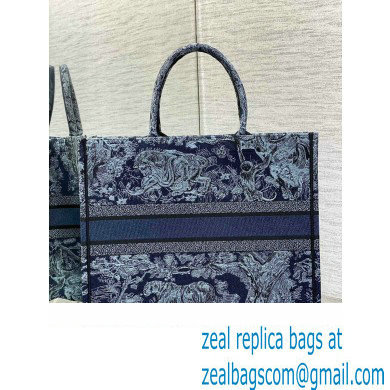 Dior Large Book Tote Bag in Denim Blue Toile de Jouy Embroidery 2023