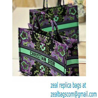 Dior Large Book Tote Bag in Multicolor Dior Indian Purple Embroidery 2023 - Click Image to Close