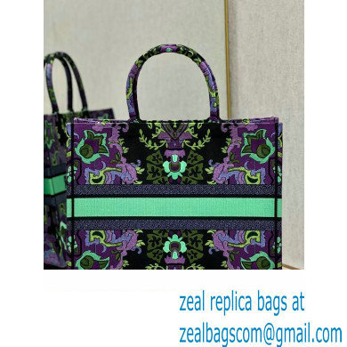 Dior Large Book Tote Bag in Multicolor Dior Indian Purple Embroidery 2023