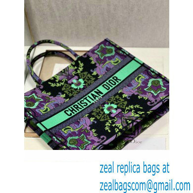 Dior Large Book Tote Bag in Multicolor Dior Indian Purple Embroidery 2023