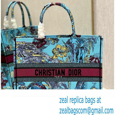 Dior Large Book Tote Bag in Multicolor Toile de Jouy Voyage Embroidery Blue - Click Image to Close