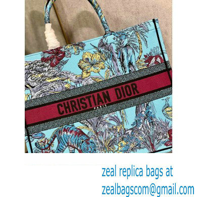 Dior Large Book Tote Bag in Multicolor Toile de Jouy Voyage Embroidery Blue - Click Image to Close