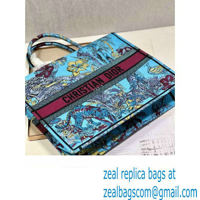 Dior Large Book Tote Bag in Multicolor Toile de Jouy Voyage Embroidery Blue