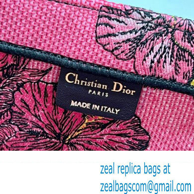 Dior Large Book Tote Bag in Multicolor Toile de Jouy Voyage Embroidery Fuchsia