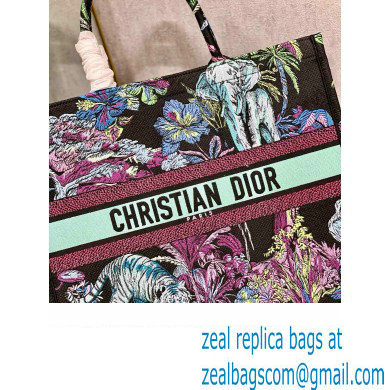 Dior Large Book Tote Bag in Multicolor Toile de Jouy Voyage Embroidery Green - Click Image to Close