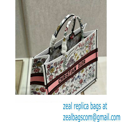 Dior Large Book Tote Bag in White Multicolor Florilegio Embroidery 2023 - Click Image to Close