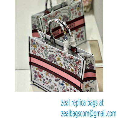 Dior Large Book Tote Bag in White Multicolor Florilegio Embroidery 2023