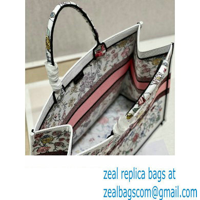 Dior Large Book Tote Bag in White Multicolor Florilegio Embroidery 2023 - Click Image to Close