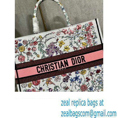 Dior Large Book Tote Bag in White Multicolor Florilegio Embroidery 2023 - Click Image to Close