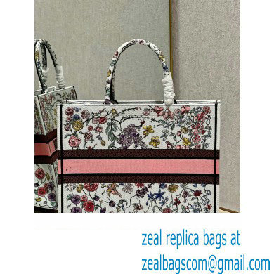 Dior Large Book Tote Bag in White Multicolor Florilegio Embroidery 2023 - Click Image to Close