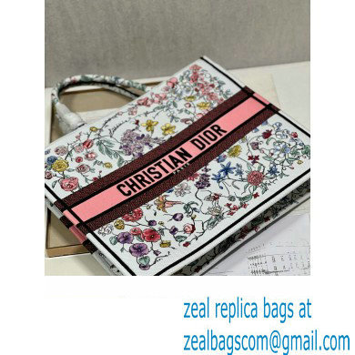 Dior Large Book Tote Bag in White Multicolor Florilegio Embroidery 2023 - Click Image to Close