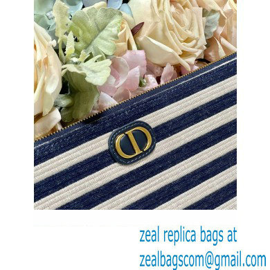 Dior Large Dior Caro Daily Pouch in Natural and Denim Blue Marinière Raffia 2023 - Click Image to Close