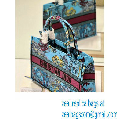 Dior Medium Book Tote Bag in Multicolor Toile de Jouy Voyage Embroidery Blue - Click Image to Close