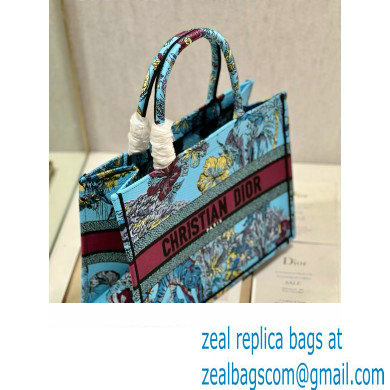 Dior Medium Book Tote Bag in Multicolor Toile de Jouy Voyage Embroidery Blue