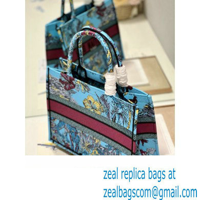 Dior Medium Book Tote Bag in Multicolor Toile de Jouy Voyage Embroidery Blue - Click Image to Close
