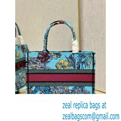 Dior Medium Book Tote Bag in Multicolor Toile de Jouy Voyage Embroidery Blue