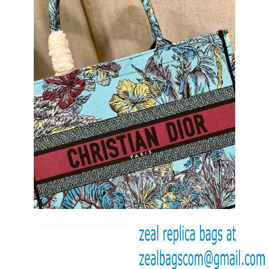 Dior Medium Book Tote Bag in Multicolor Toile de Jouy Voyage Embroidery Blue - Click Image to Close