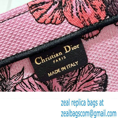 Dior Medium Book Tote Bag in Multicolor Toile de Jouy Voyage Embroidery Pink