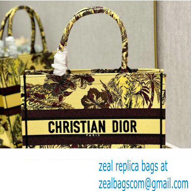 Dior Medium Book Tote Bag in Multicolor Toile de Jouy Voyage Embroidery Yellow - Click Image to Close