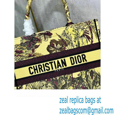 Dior Medium Book Tote Bag in Multicolor Toile de Jouy Voyage Embroidery Yellow - Click Image to Close