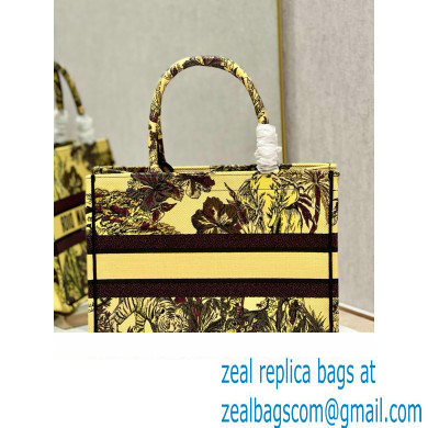 Dior Medium Book Tote Bag in Multicolor Toile de Jouy Voyage Embroidery Yellow - Click Image to Close