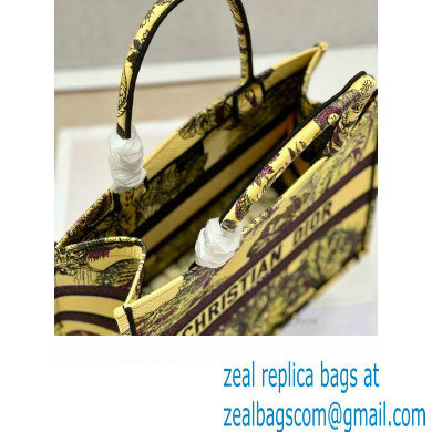 Dior Medium Book Tote Bag in Multicolor Toile de Jouy Voyage Embroidery Yellow