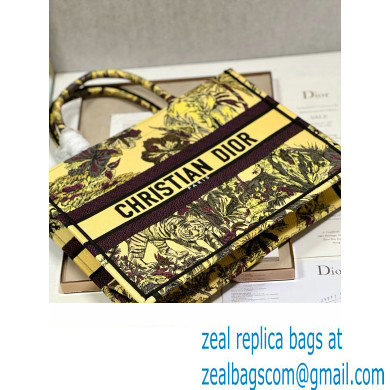 Dior Medium Book Tote Bag in Multicolor Toile de Jouy Voyage Embroidery Yellow