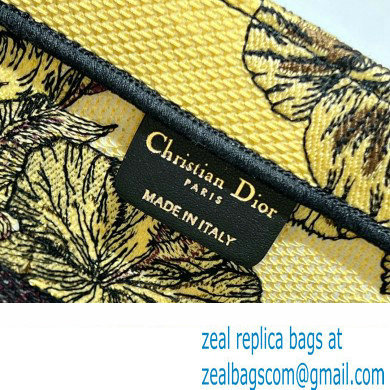 Dior Medium Book Tote Bag in Multicolor Toile de Jouy Voyage Embroidery Yellow