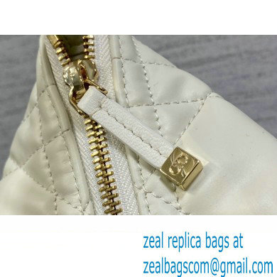 Dior Medium DiorTravel Nomad Pouch bag in Macrocannage Calfskin White/gold