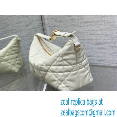 Dior Medium DiorTravel Nomad Pouch bag in Macrocannage Calfskin White/gold
