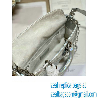 Dior Medium Lady D-Joy Bag in Iridescent and Cannage Lambskin Silver