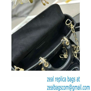 Dior Medium Lady D-Joy Bag in black Quilted-Effect Lambskin with Ornamental Motif 2023