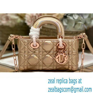Dior Micro Lady D-Joy Bag in Iridescent and Cannage Lambskin Pink Gold