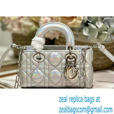 Dior Micro Lady D-Joy Bag in Iridescent and Cannage Lambskin Silver - Click Image to Close