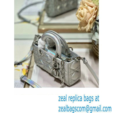 Dior Micro Lady D-Joy Bag in Iridescent and Cannage Lambskin Silver