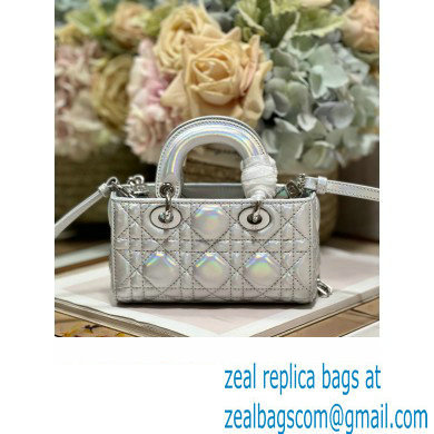 Dior Micro Lady D-Joy Bag in Iridescent and Cannage Lambskin Silver