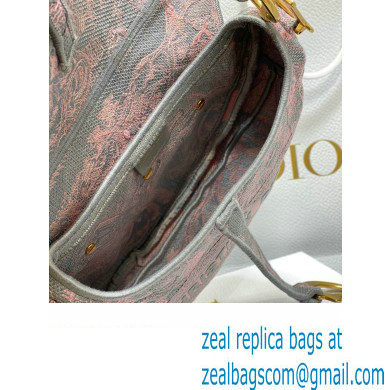 Dior Saddle Bag in Gray and Pink Toile de Jouy Reverse Embroidery - Click Image to Close