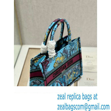 Dior Small Book Tote Bag in Multicolor Toile de Jouy Voyage Embroidery Blue