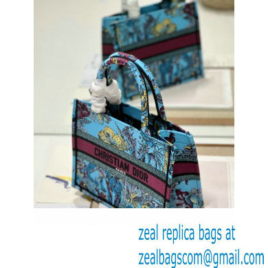 Dior Small Book Tote Bag in Multicolor Toile de Jouy Voyage Embroidery Blue
